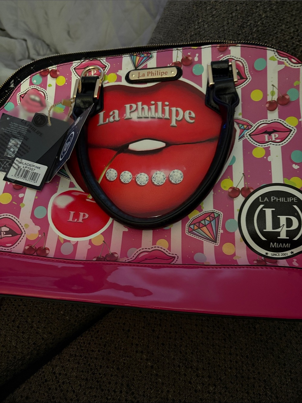 La Philipe Lip-Graphic Dome Satchel
